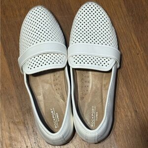 Rockport White Perforated Leather Slip-On Loafers